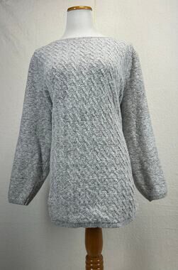 J. Jill Gray Cable Knit Pullover Sweater Women's SZ 3X Campcore Cozy Minimalist